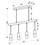 Lampa wisząca czarna + drewno 4x60W Izzy 34-77929