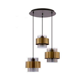 SPIEGA WISZĄCA TALERZ MOSIĘŻNY E27 KLOSZ BEZBARWNY