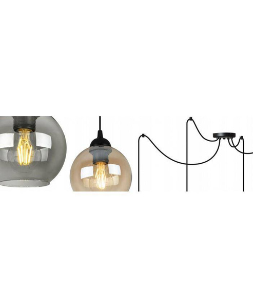 Nowoczesna lampa typu pająk szklane klosze Loft 4xE27 Led 