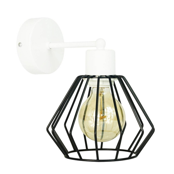 Lampa ścienna kinkiet do pokoju dziewczynki biało-różowy druciak loft 1xE27