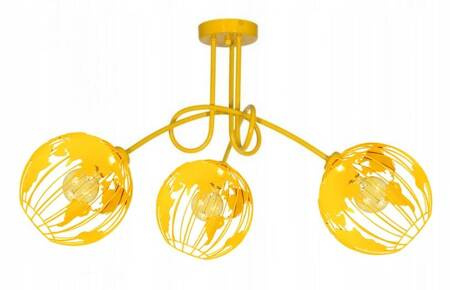 Lampa sufitowa do pokoju dziecięcego żółta Globus 3 punktowa