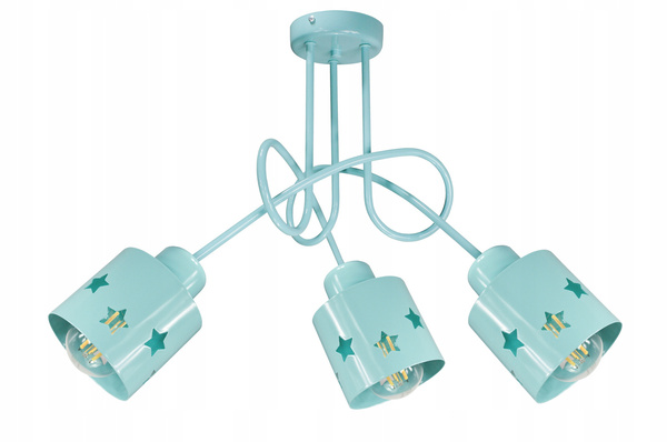 Lampa sufitowa do pokoju dziecka 3-punktowa miętowa Star 3xE27 Led 
