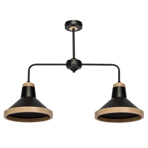 Lampa sufitowa SALMA BLACK / WOOD 2xE27 60W