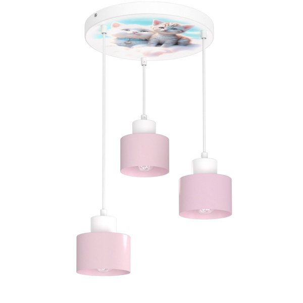Lampa sufitowa do pokoju dziewczynki Kotki Kubeczek 3xE27