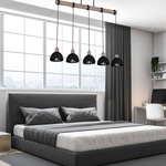 Lampa wisząca ERIK, MLP7641, przecierany czarny/drewno patynowane, 5x60W E27