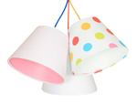 Lampa sufitowa do pokoju dziewczynki w grochy kolorowa stożki 3xE27