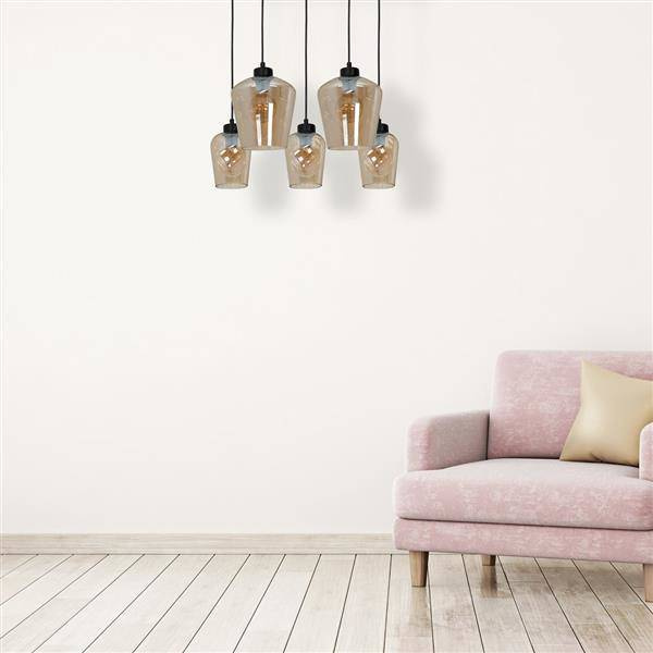 Nowoczesna lampa wisząca prostokąt SANTIAGO AMBER MLP6617