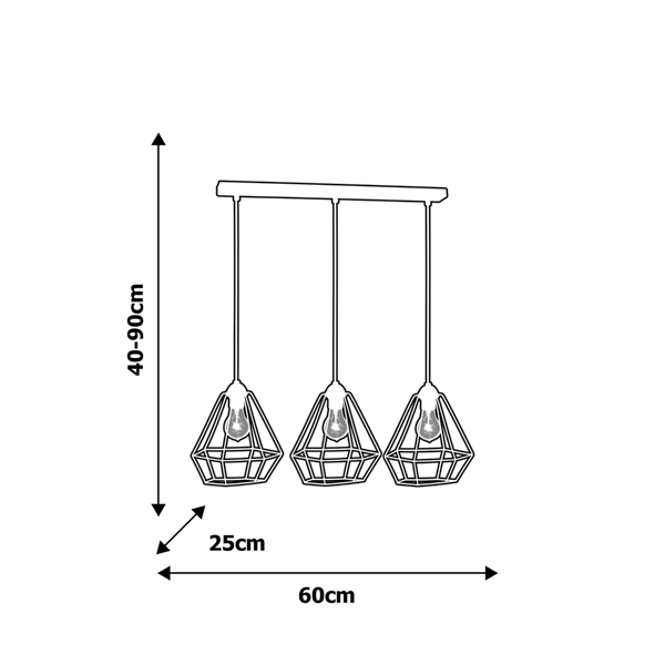 Lampa wisząca nowoczesna druciana listwa ALMA III biały szer. 60cm