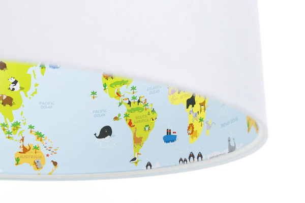 Lampa sufitowa do pokoju dziecięcego Mapa Świata Welur 60 cm