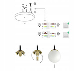 Lampa wisząca czarno-złota mleczne kule 4 źródła światła  