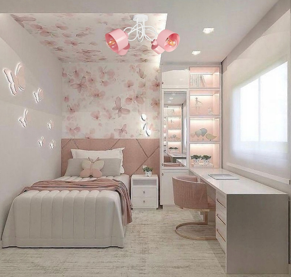 Lampa sufitowa do pokoju dziewczynki biało-różowa Zakręcony Kubeczek 4xE27 Led 