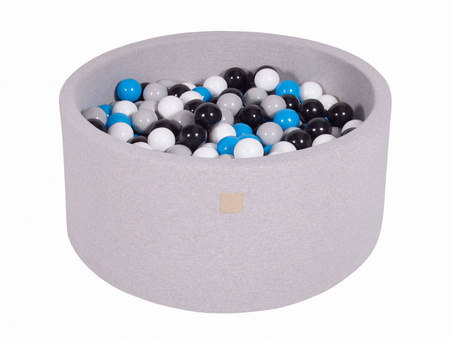 Suchy basen z piłeczkami jasno szary do pokoju dziecięcego dla chłopca średnica 90cm wysokość 40cm