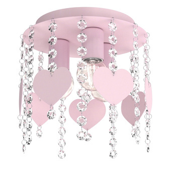 Lampa sufitowa do pokoju dziewczynki różowa Serca Kryształ 3xE27 Led