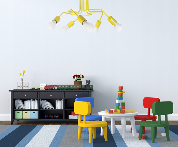 Lampa sufitowa do pokoju dziecięcego czerwona w stylu loft Vanessa 5xE27 Led 