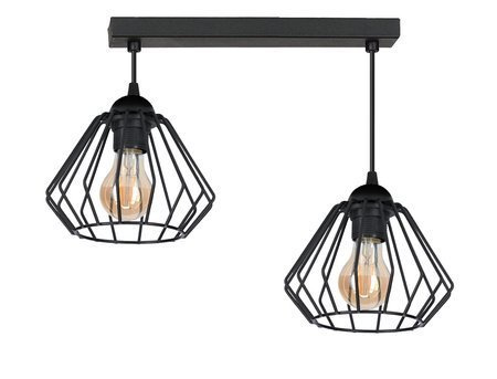 Lampa sufitowa dla nastolatka czarna druciak Wire 2 listwa 2xE27 Led