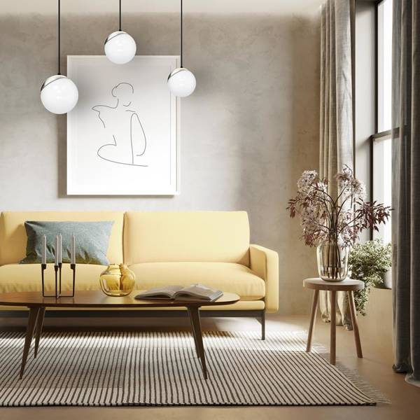 Lampa wisząca SFERA, MLP7238, czarny/chrom/biały, 3x40W E14
