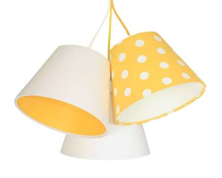 Lampa sufitowa do pokoju dziecka żółta w kropki stożki 3xE27