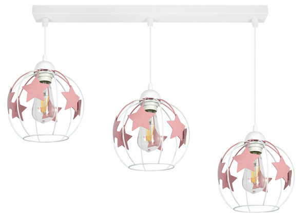 Lampa sufitowa do pokoju dziewczynki różowe gwiazdki 3-punktowa Led 