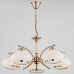 Lampa wisząca żyrandol klasyczny ETNA 5 punktów E27 szer. 59cm | ecru złoty