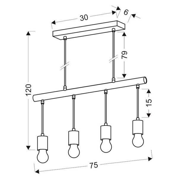Lampa wisząca czarna + drewno 4x60W Izzy 34-77929