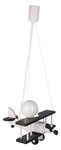 Lampa sufitowa do pokoju dziecka samolot drewniany mały czarno- biały 1XE27 LED 