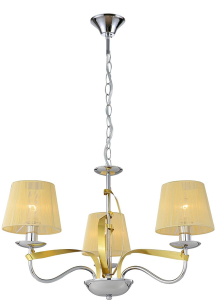 Lampa wisząca chrom / złoty nitkowy abażur 3x40W Diva Candellux 33-55057