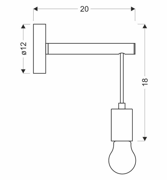 Lampa kinkiet pojedynczy czarny + drewno Izzy 21-75406