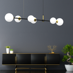 Lampa wisząca POP, MLP7846, czarny/złoty/biały, 6x40W E14