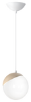 Lampa wisząca nowoczesna szklana kula SFERA WOOD drewno/biały śr. 14cm