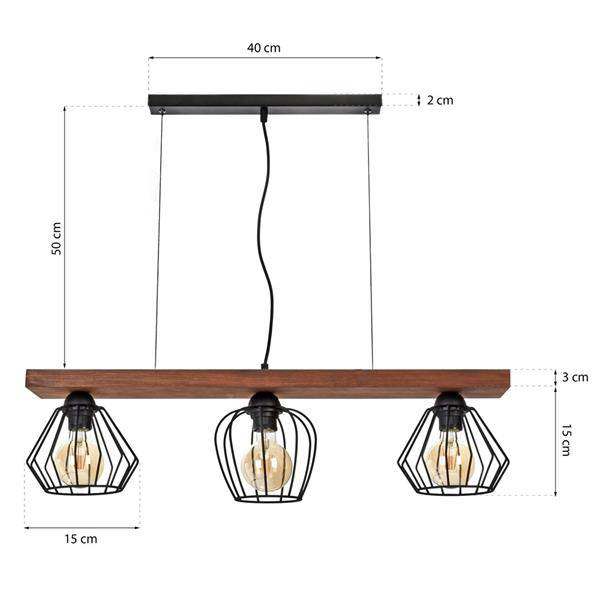 Lampa wisząca OZZY BLACK / WOOD 3xE27 60W MLP6252