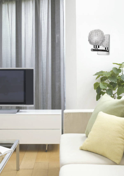 Kinkiet chromowy w oplocie metalowym kula szklana Wind Candellux 21-14078