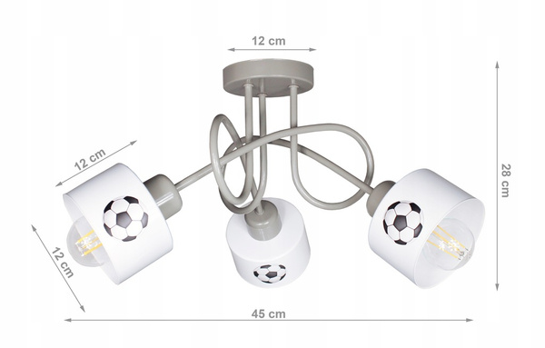 Lampa sufitowa do pokoju dziecka beżowa Piłkarski Kubeczek 3xE27 Led 