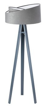 Lampa podłogowa stojąca asymetryczna welurowa Tami Szaro-Biała