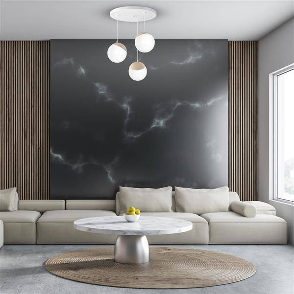 Lampa wisząca nowoczesna szklana kula SFERA WOOD III drewno/biały śr. 35cm