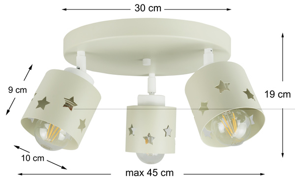 Lampa sufitowa do pokoju chłopca i dziewczynki beżowa w gwiazdki 3xE27 led