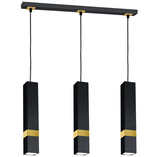 Nowoczesna lampa wisząca listwa VIDAR BLACK/GOLD 3xGU10 MLP6280