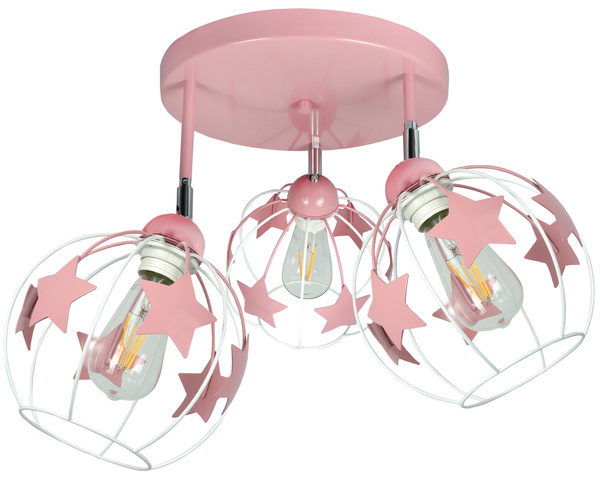 Lampa sufitowa do pokoju dziewczynki różowa w gwiazdki koło 3