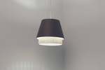 Lampa w stylu Boho podwójny abażur welur i naturalny rattan szara 