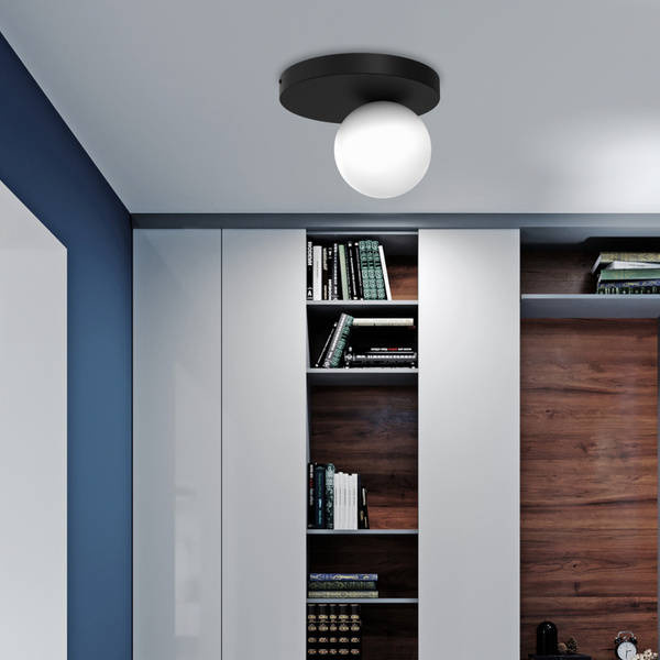 Nowoczesna lampa sufitowa BIBIONE, MLP8389, czarna z białym kloszem, 1x25W G9