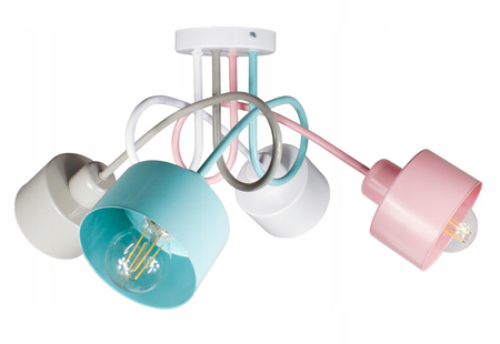 Lampa sufitowa do pokoju dziecka pastelowa Zakręcony Kubeczek 4xE27 Led