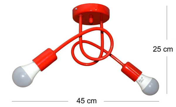 Lampa sufitowa do pokoju dziecka czerwona w stylu Loft Mondo 2xE27 Led 
