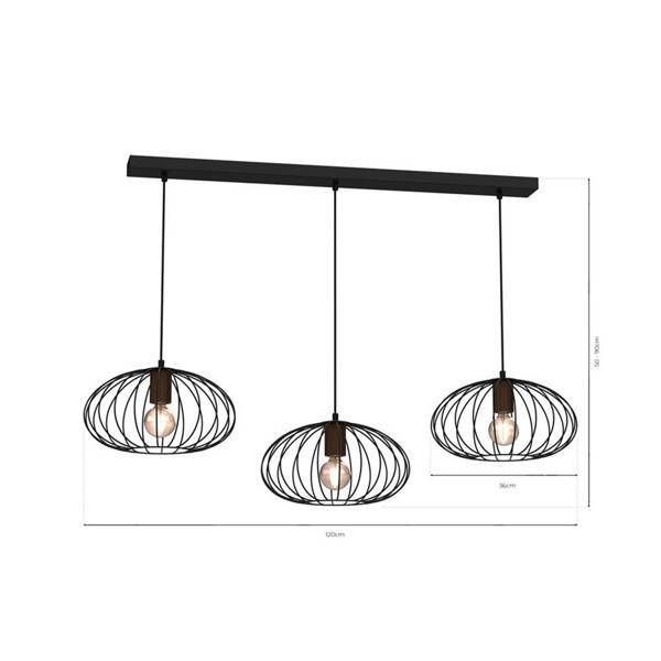 Lampa wisząca MERIDIANO, MLP7960, czarny/brązowy, 3x60W E27