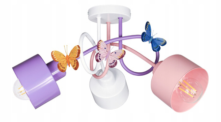 Lampa sufitowa do pokoju dziewczynki z motylkami Zakręcony Kubeczek 3xE27 Led
