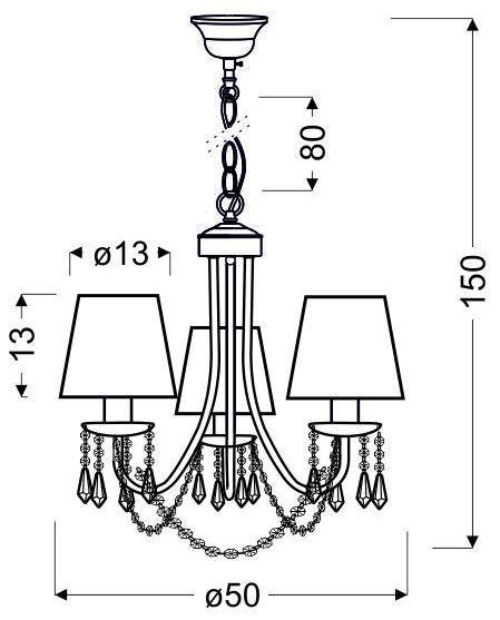 Lampa wisząca chromowa / beżowa żyrandol 3x40W Ruti Candellux 33-58713