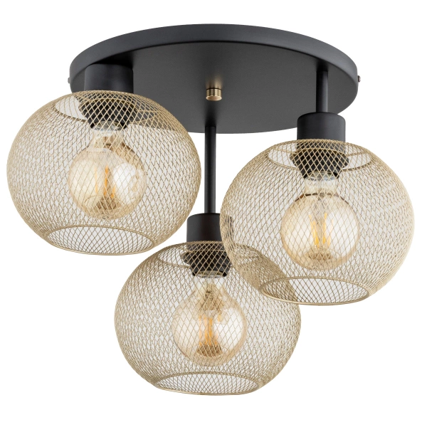 Lampa sufitowa ALFA KERSO MIX CZARNO-ZŁOTA 3xE27 43cm | 62348