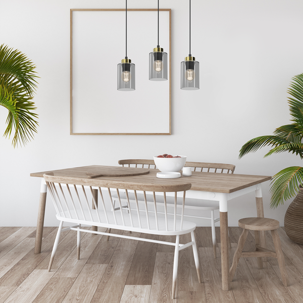 Lampa wisząca CHIC, MLP8384, czarny/złoty/dymiony, 3x60W E27