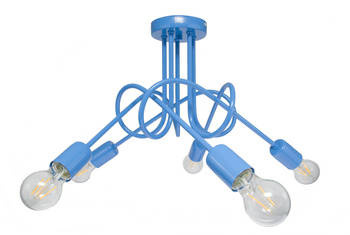Lampa sufitowa do pokoju dziecięcego niebieska w stylu loft Mondo 5xE27 Led