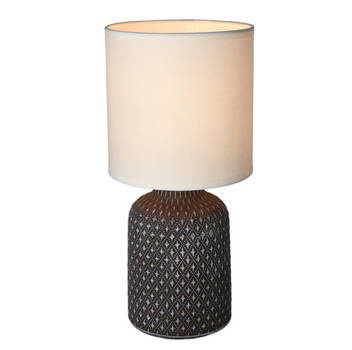 Lampa gabinetowa/stołowa/nocna INER 41-79862 ceramiczna brązowa/abażur biały 1x40W E14