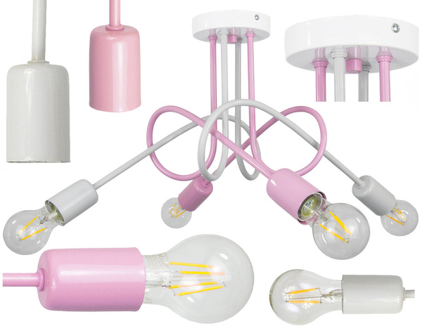 Lampa sufitowa do pokoju dziewczynki pastelowa w stylu loft  Mondo 4 
