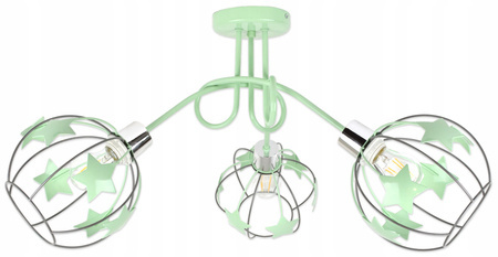 Lampa sufitowa do pokoju dziecięcego miętowa w gwiazdki Edison 3